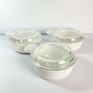 Vintage Grab It bowls with lids Corningware Pyrex white containers